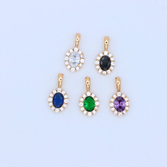 "Purple Oval Pendant with Halo in Gold-Plated Brass – Delicate Glamour, XPPT1816 - Picture 8 of 13